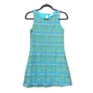 LEMON FIZZ | Girls Y2K Mesh Zig Zag Chevron Retro Mod A-Line Shift Dress 14